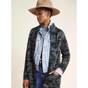 Field & Flower by Anthropologie Green Camo Wool Sweater Coat - Size - XS